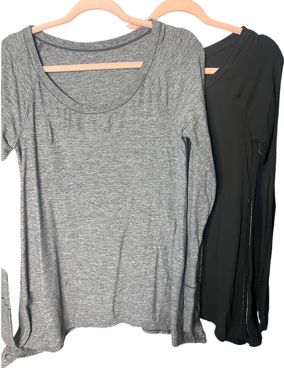 Lululemon Tops - Set of 2 Lululemon Long Sleeve Top Side Stitched Gray & Black Activewear Large